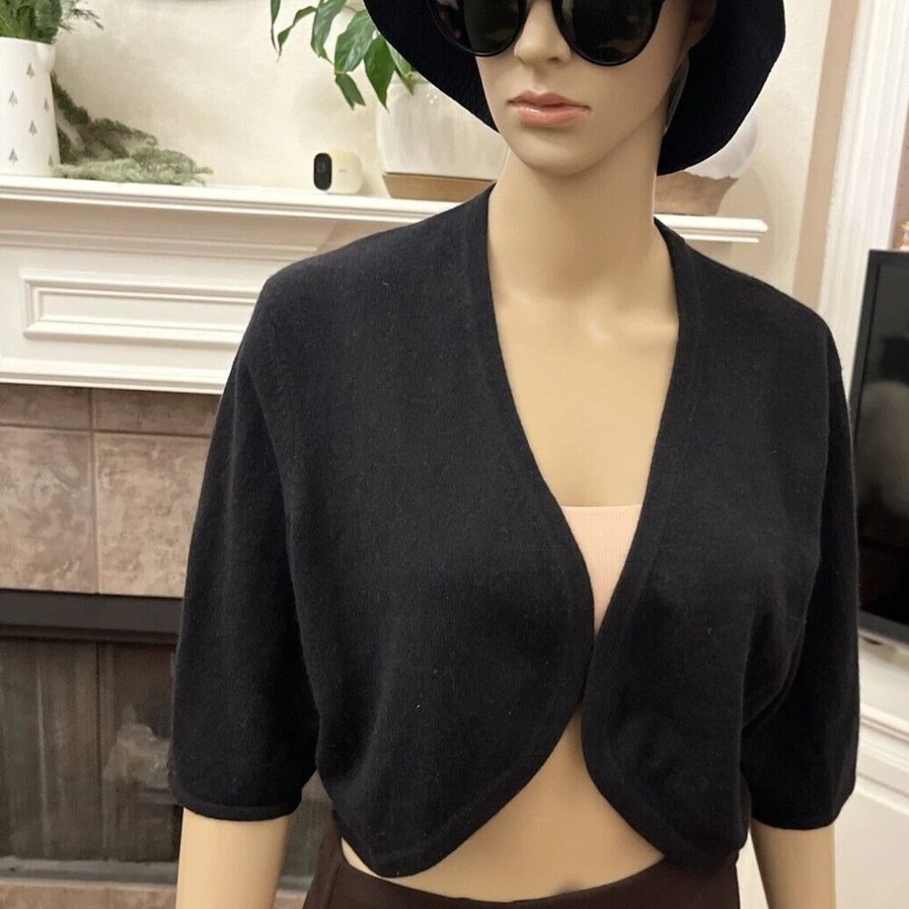 NWT Alex Marie Black 100% Cashmere Beverly Short Cardigan